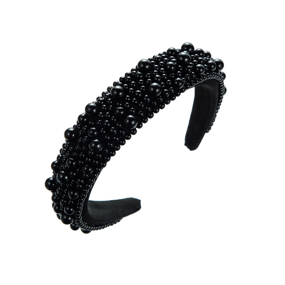 Wholesale Sponge Pearl Hair Accessories Women Beads High Sense Wide Edge Fashion Versatile Headband